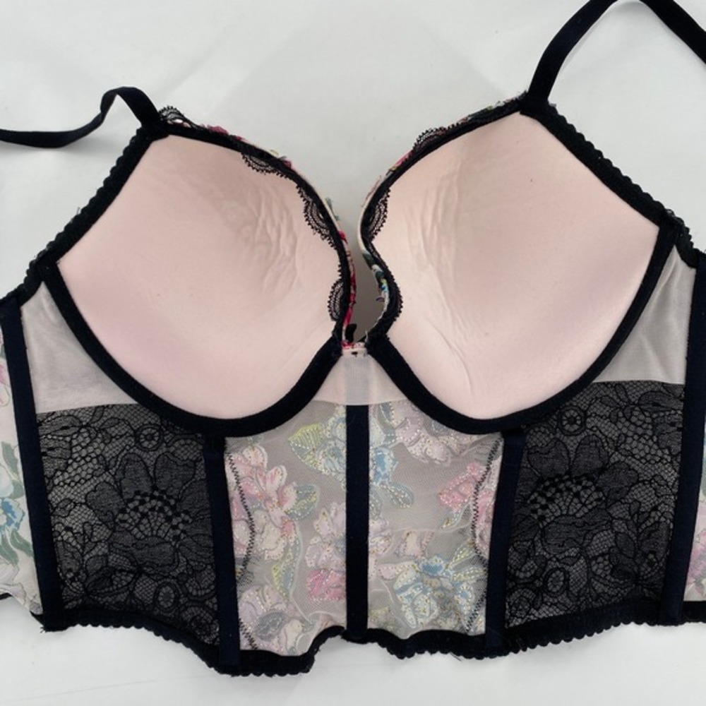 Victorias Secret Very Sexy Floral Lace Push-Up Bustier Top Corset 34C Multicolor - Picture 8 of 9